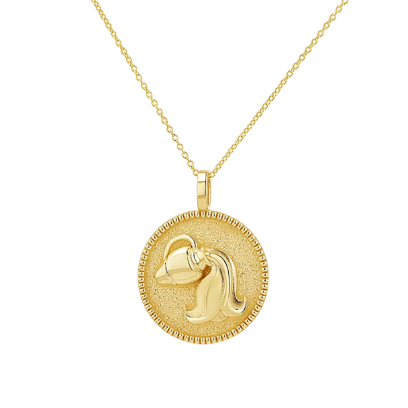 Protruding gem necklace-Zodiac Coin Medallion Necklace