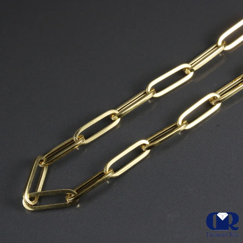 Overlapped necklace-14K Yellow Gold Paper Clip Link Chain Necklace 18"