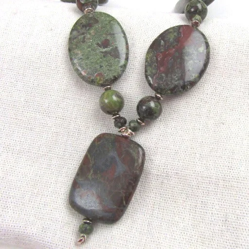 Kite pendant necklace-Dragons Blood Jasper Gemstone Pendant Necklace