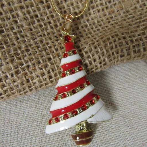 Branch cluster necklace-Red & White Holiday Pendant Necklace