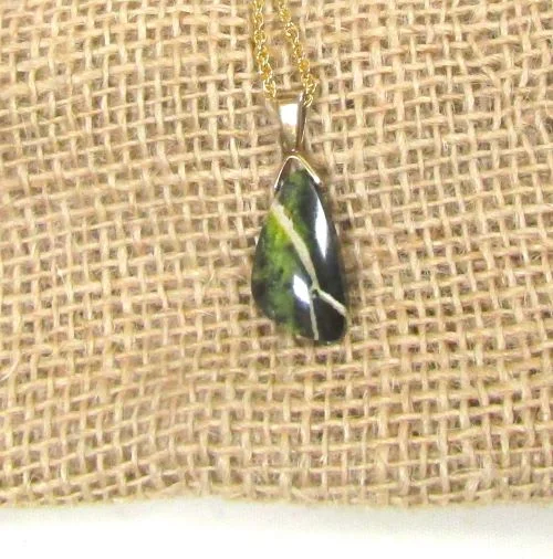 Glimmering crystal necklace-Green Gemstone Pendant on Gold filled Chain