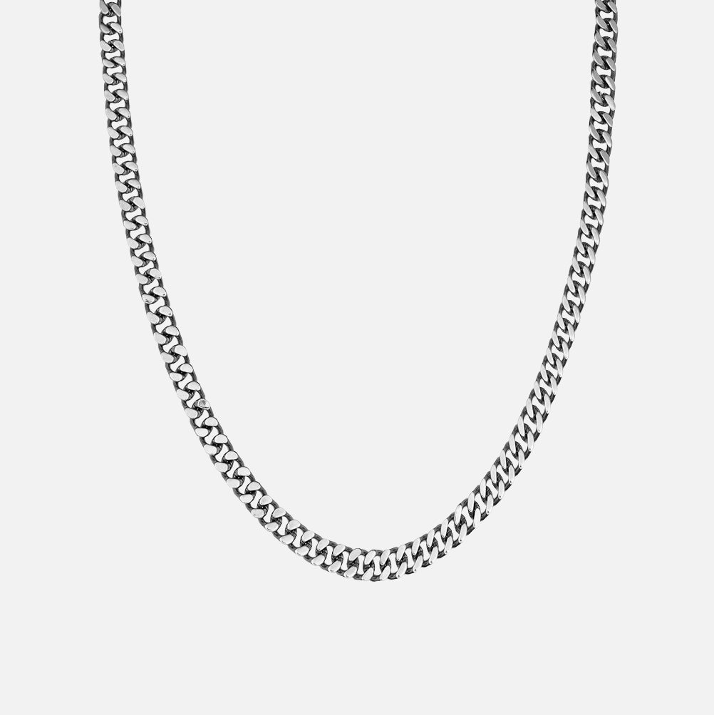 Holographic necklace-8MM CUBAN CHAIN - WHITE GOLD