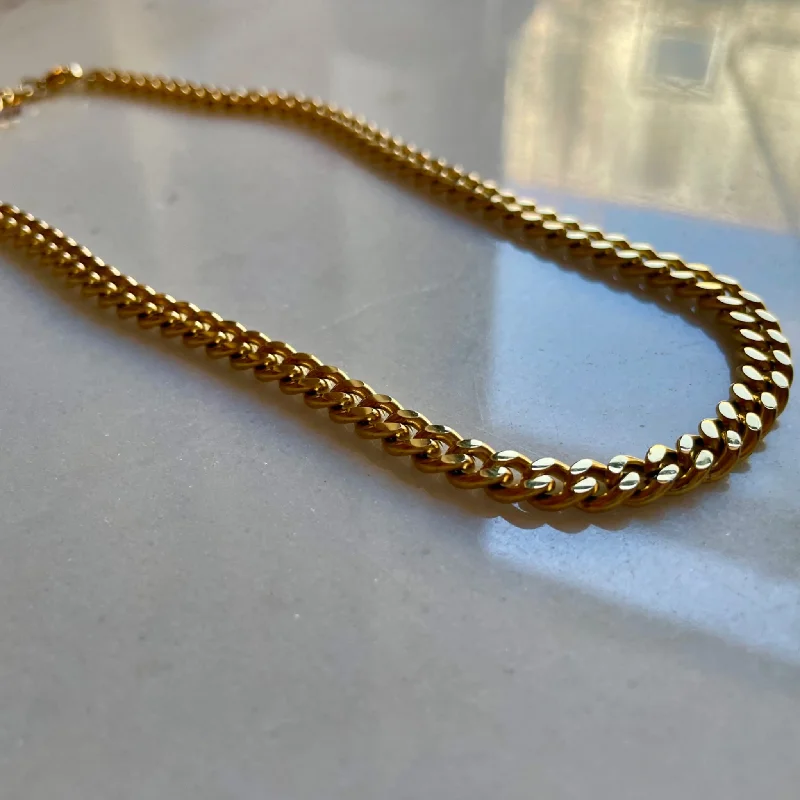 Faint silver necklace-8mm Cuban Curb Chain