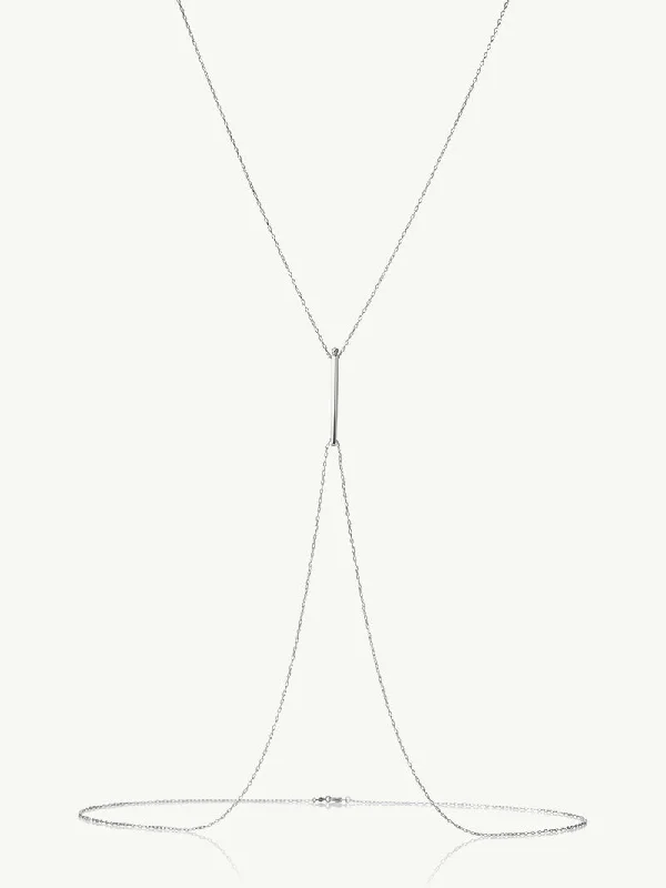 Flush necklace-Aracelis White Diamond Body Chain Necklace in 18K White Gold