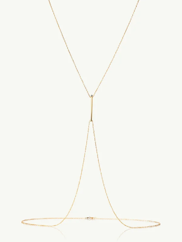 Soft bend necklace-Aracelis White Diamond Body Chain Necklace in 18K Yellow Gold