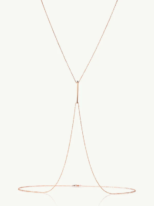 Soft morganite necklace-Aracelis Body Chain Necklace With Brilliant-Cut Round Diamond In 18K Rose Gold