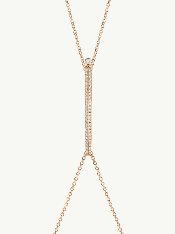 Rounded gem necklace-Aracelis Body Chain Necklace With Brilliant Pavè-Set Diamonds in 18K Rose Gold