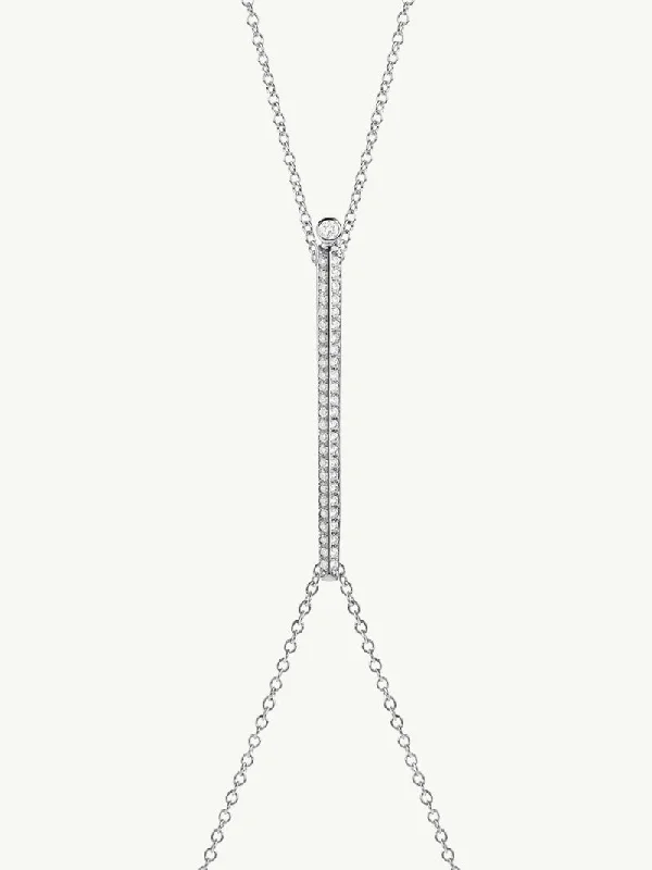 Open-sun necklace-Aracelis Body Chain Necklace With Brilliant Pavé-Set Diamonds in 18K White Gold