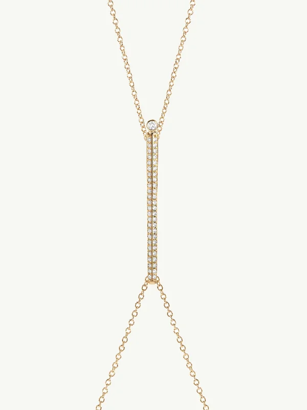 Extended diamond necklace-Aracelis Body Chain Necklace With Brilliant Pavé-Set Diamonds in 18K Yellow Gold