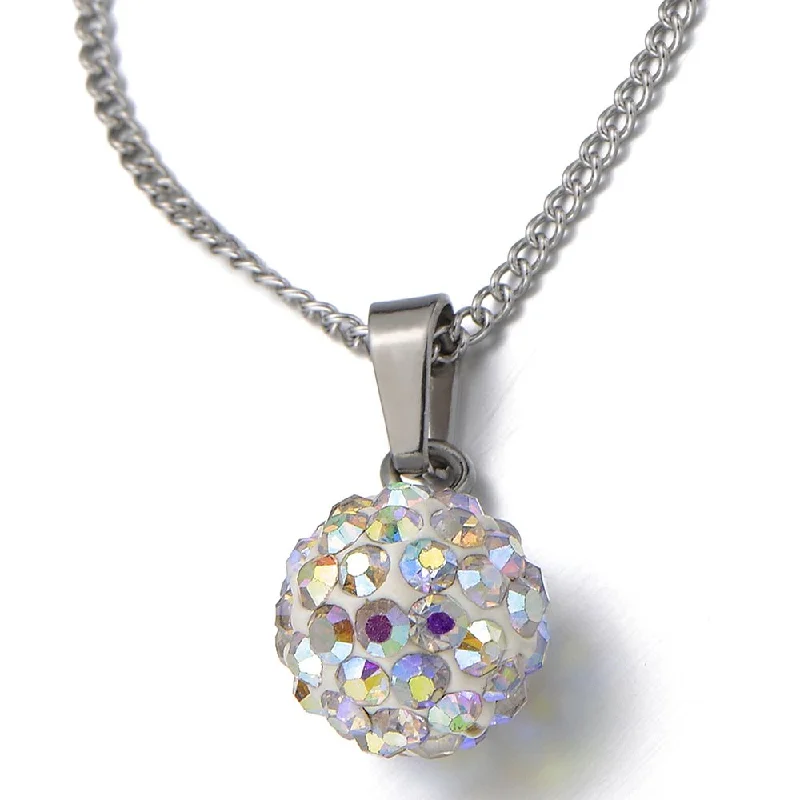 Subtle mesh necklace-Beautiful 10MM Ball Pendant with Sparkling CZ Cubic Zirconia Necklace with 20 inches Chain