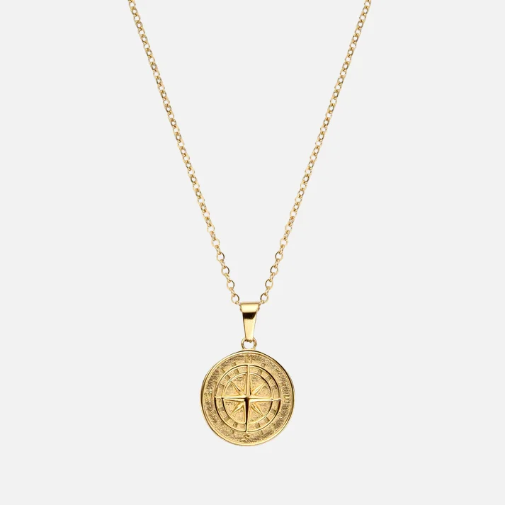 Classic citrine necklace-COMPASS PENDANT - GOLD