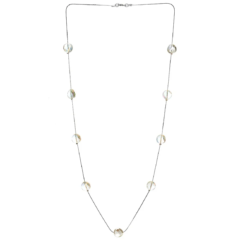 Ridge gem necklace-Elegant Long Chain Statement Necklace with Rainbow Faceted Irregular Crystal Beads Charms Pendant