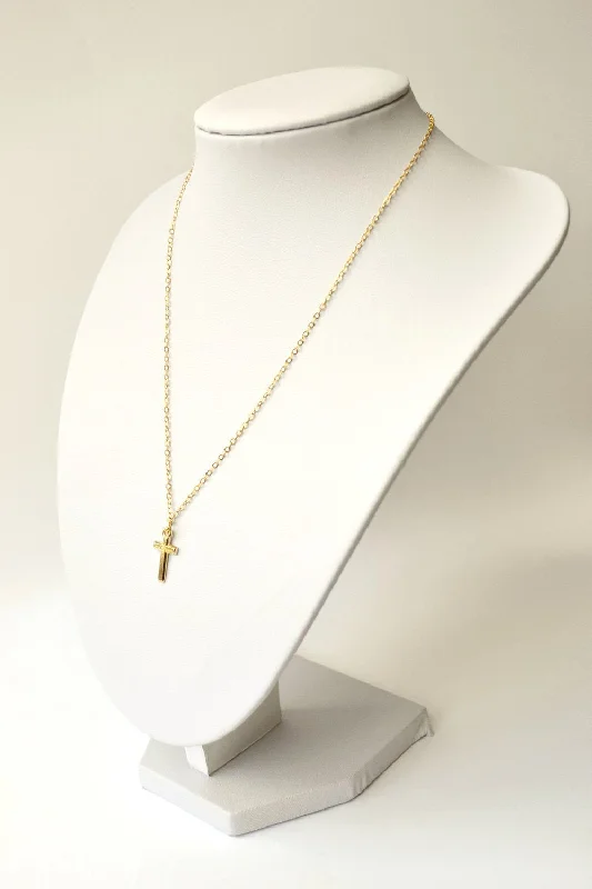 Hovering diamond necklace-Cross necklace for women gold chain, Christian catholic jewelry