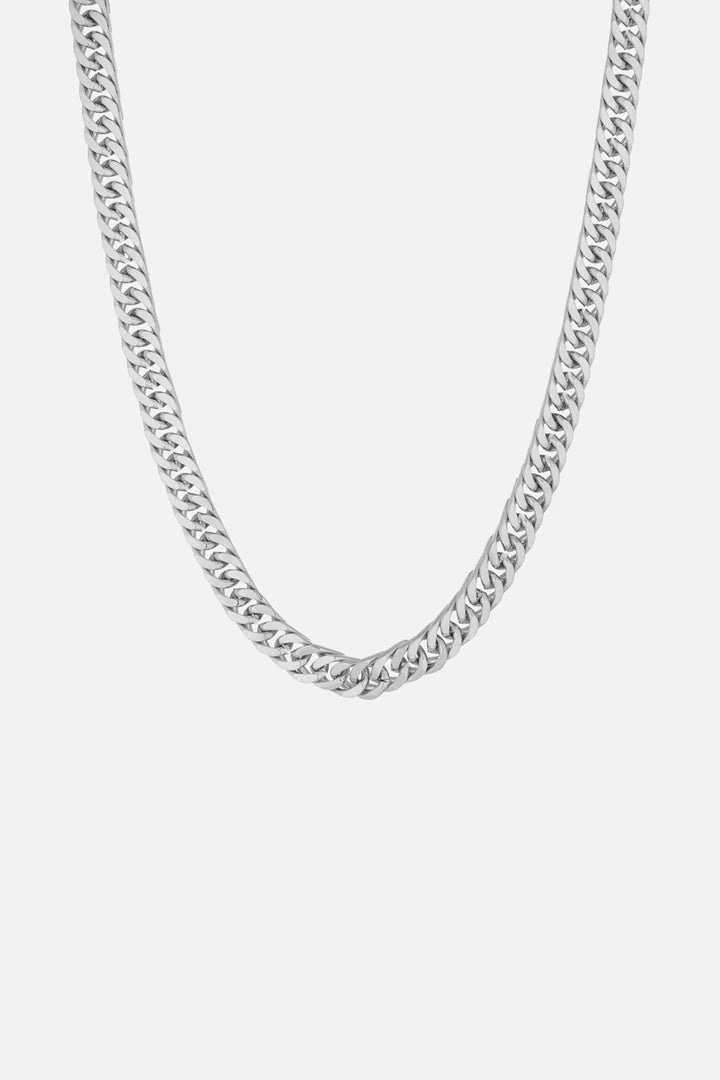 Six-gem necklace-5MM CUBAN CHAIN - WHITE GOLD