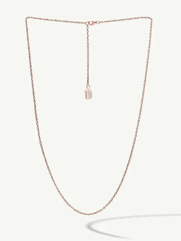 Winding pattern necklace-Diamond Cut Cable Chain Necklace In 18K Rose Gold, 1.5mm