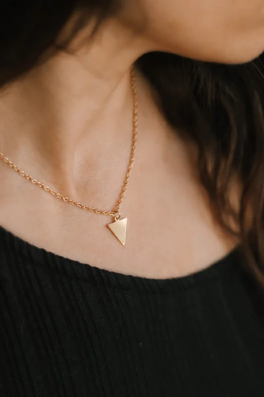 Textured necklace-Gold triangle necklace, small triangle pendant, stainless steel chain necklace, gift wrapped, festival jewelry