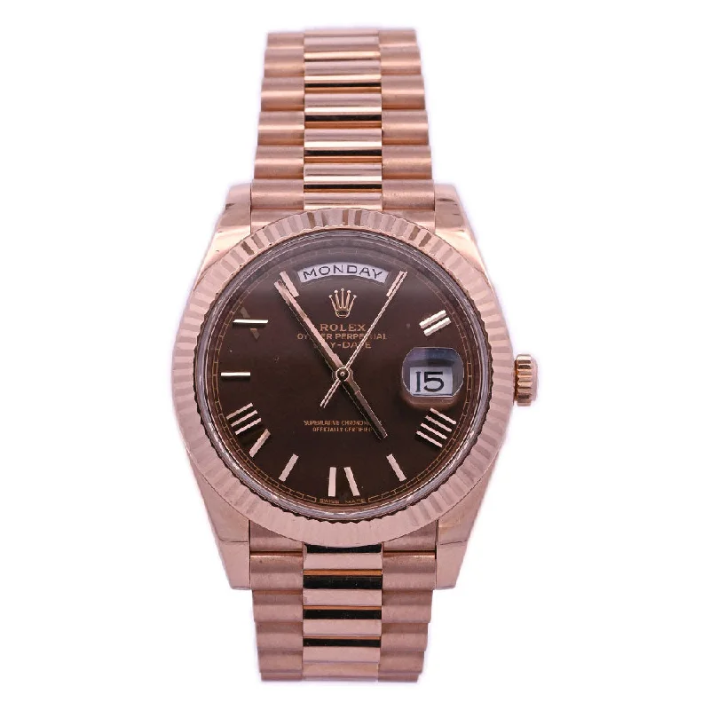 Faded finish necklace-Rolex Day-Date 40mm Chocolate Dial Watch Ref# 228235