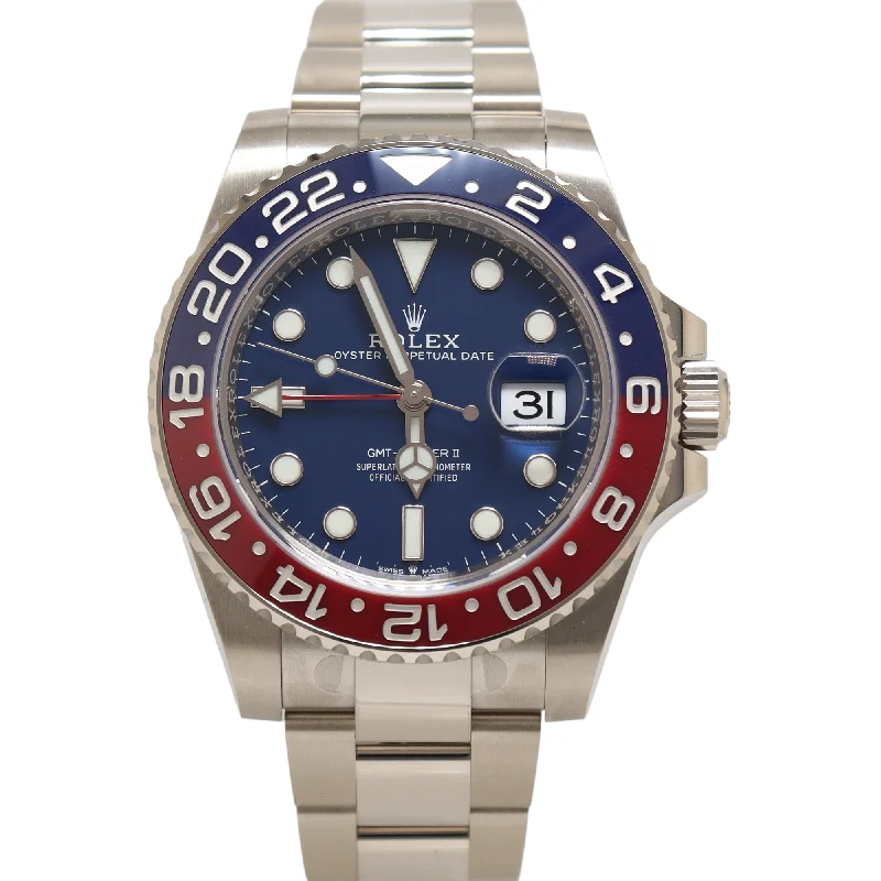 Rough-cut sapphire necklace-Rolex GMT-Master II 40mm Blue Dial Watch Ref# 126719BLRO