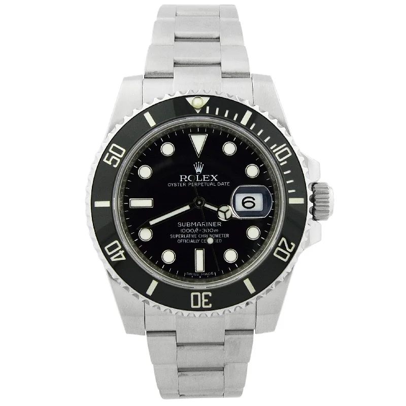 Glossy hematite necklace-Rolex Submariner 40mm Black Dial Watch Ref# 116610LN