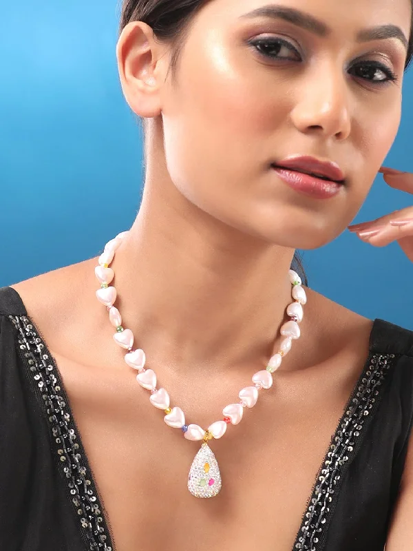 Luminous citrine necklace-Rubans Voguish String Of Baroque Pearl Necklace