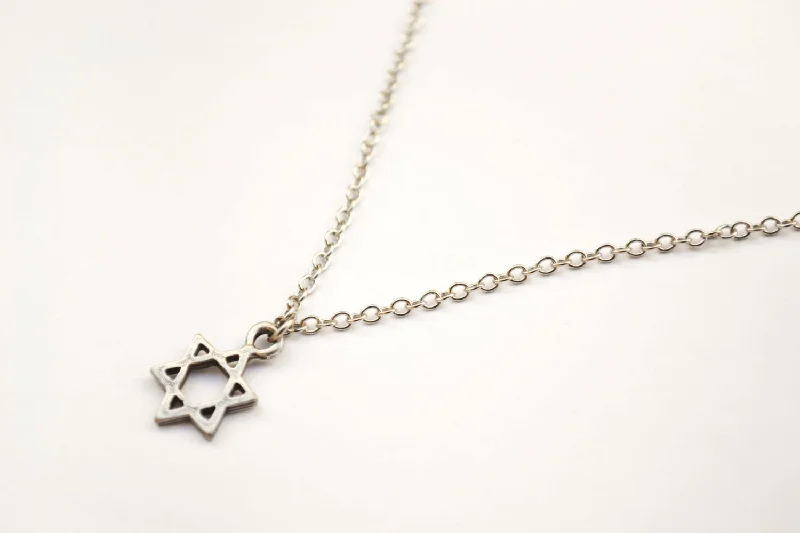 Molten gold necklace-Silver Star Of David charm necklace for women, stainless steel chain, gift wrapped