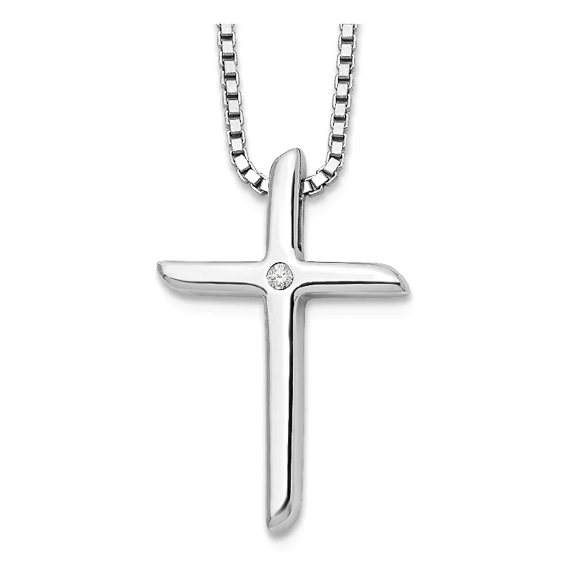 Burnished pewter necklace-White Ice .01ct Diamond Cross Pendant Necklace Sterling Silver