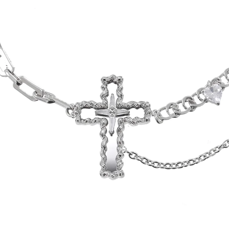 Infinite weave necklace-Women's Punk Cross Chain Necklace