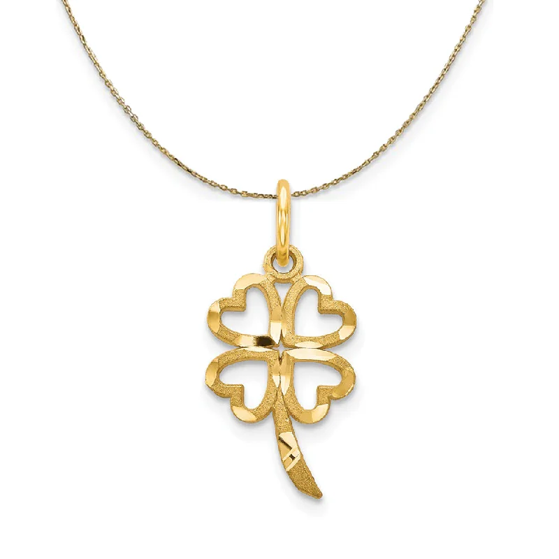 14k Yellow Gold Four Leaf Clover Charm Necklace