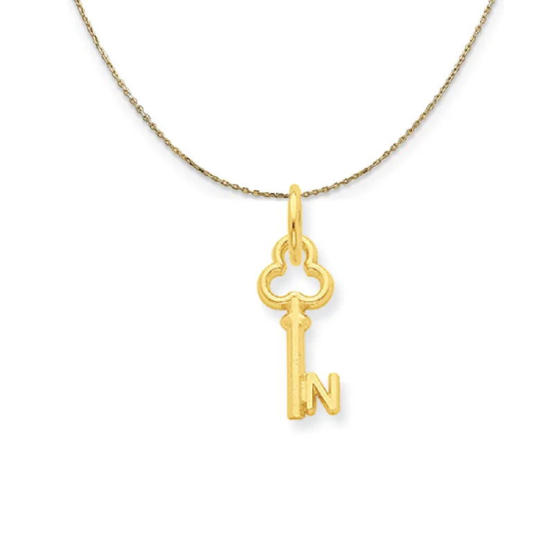 Ridge gem necklace-14k Yellow Gold Hannah Mini Initial N Shamrock Key Necklace