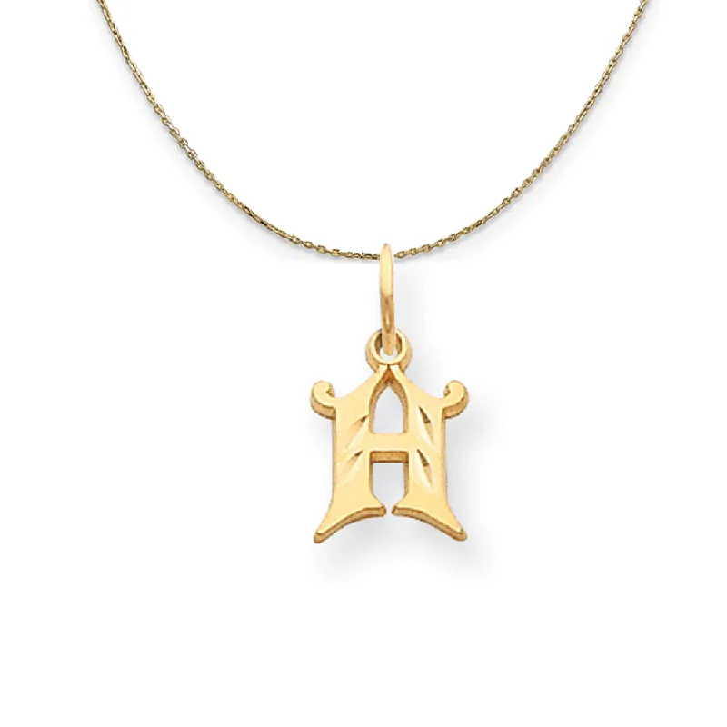 Holographic necklace-14k Yellow Gold, Isabelle, Mini Letter H Initial Necklace