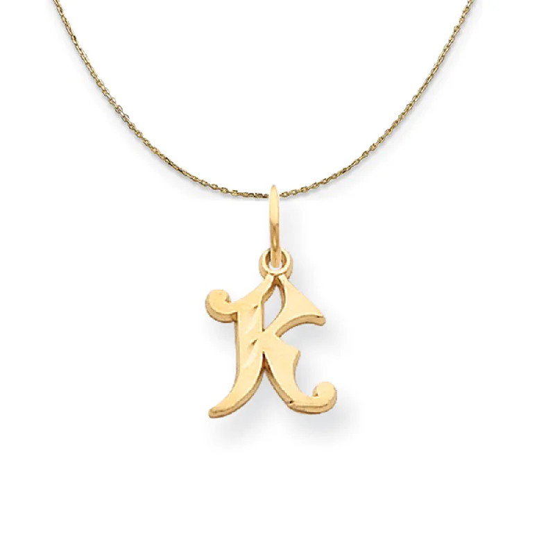 14k Yellow Gold, Isabelle, Mini Letter K Initial Necklace