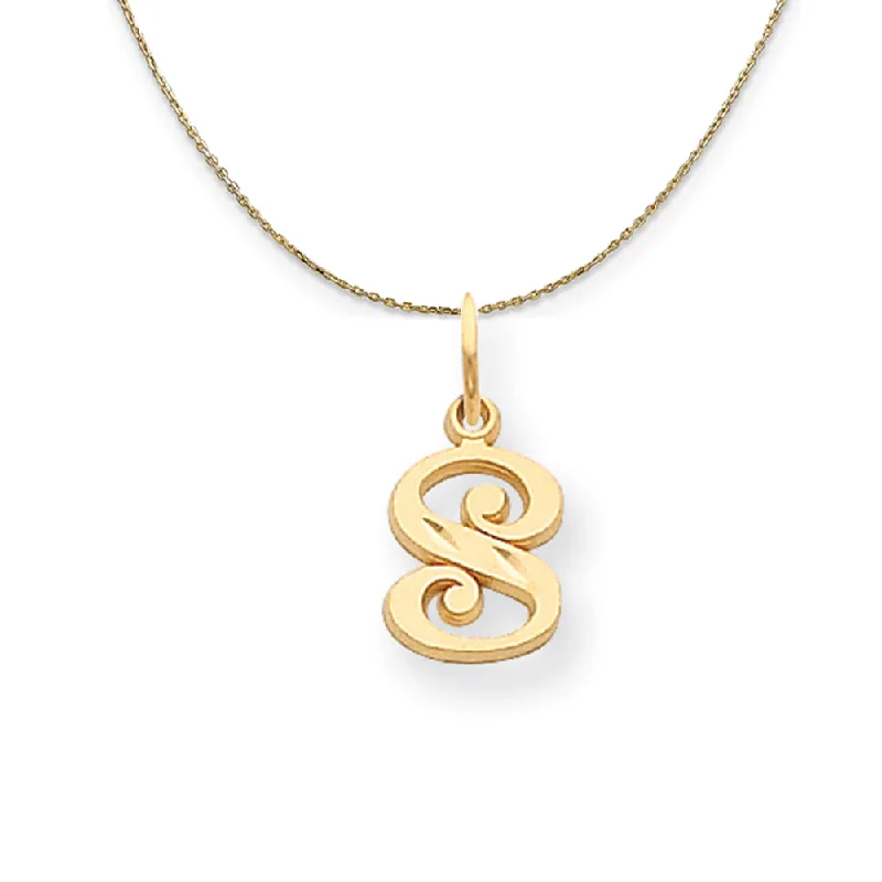 14k Yellow Gold, Isabelle, Mini Letter S Initial Necklace