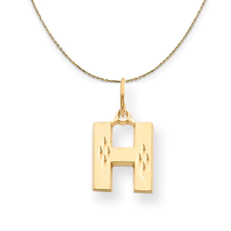 Delicate-band necklace-14k Yellow Gold, Julia, Sm Satin Block Initial H Necklace