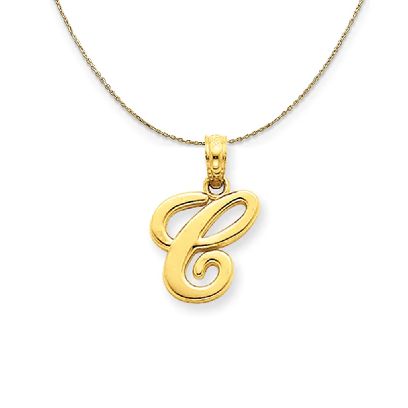 Luminous minimalist necklace-14k Yellow Gold, Mimi, Sm Script Initial C Necklace