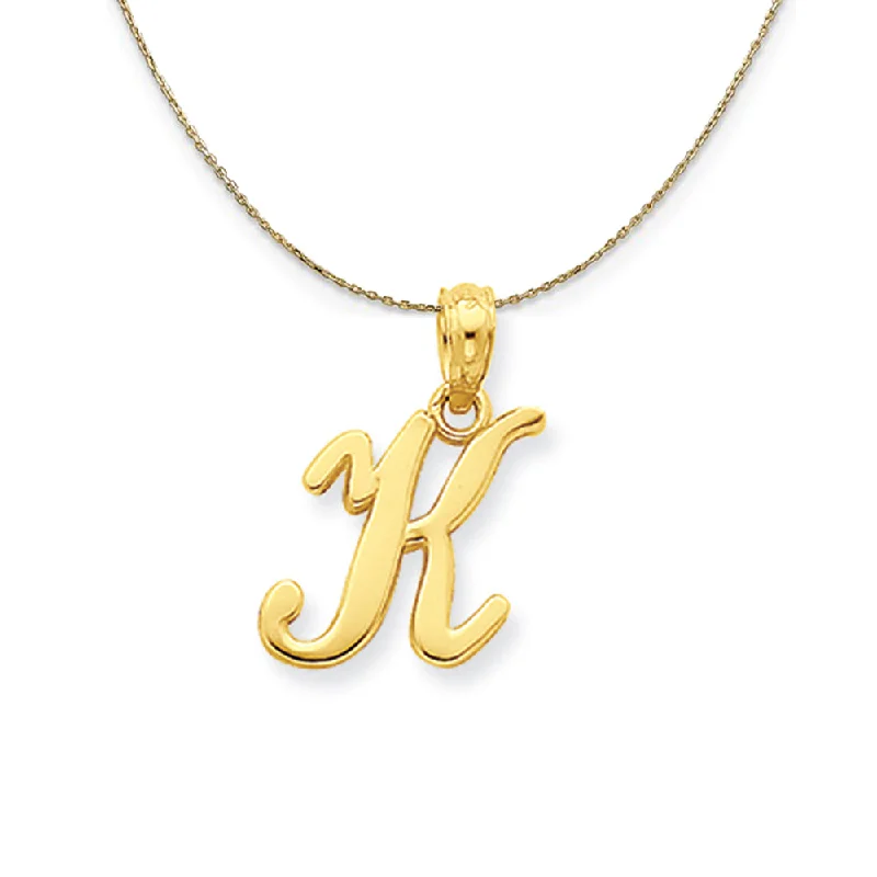 14k Yellow Gold, Mimi, Sm Script Initial K Necklace