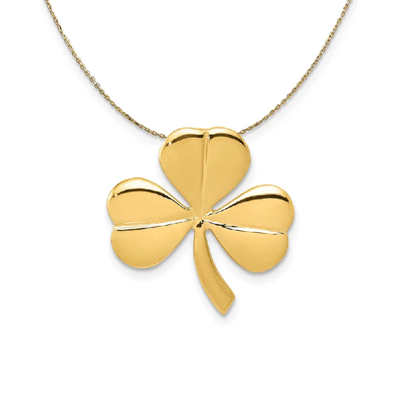 Open-sun necklace-14k Yellow Gold Polished Shamrock Slide (18mm) Necklace