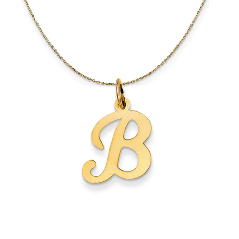 Bold moonstone necklace-14k Yellow Gold, Sophia, Sm Script Initial B Necklace