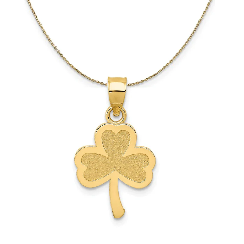 Swept design necklace-14k Yellow Gold Three Leaf Clover Necklace