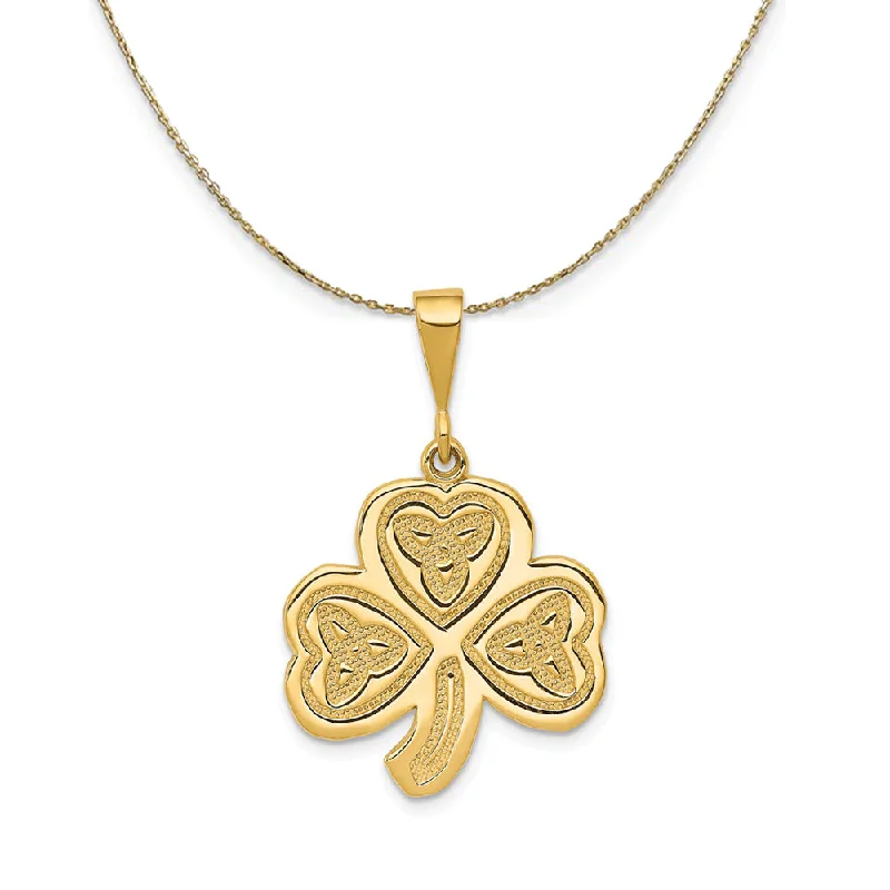 14k Yellow Gold Trinity Clover Necklace