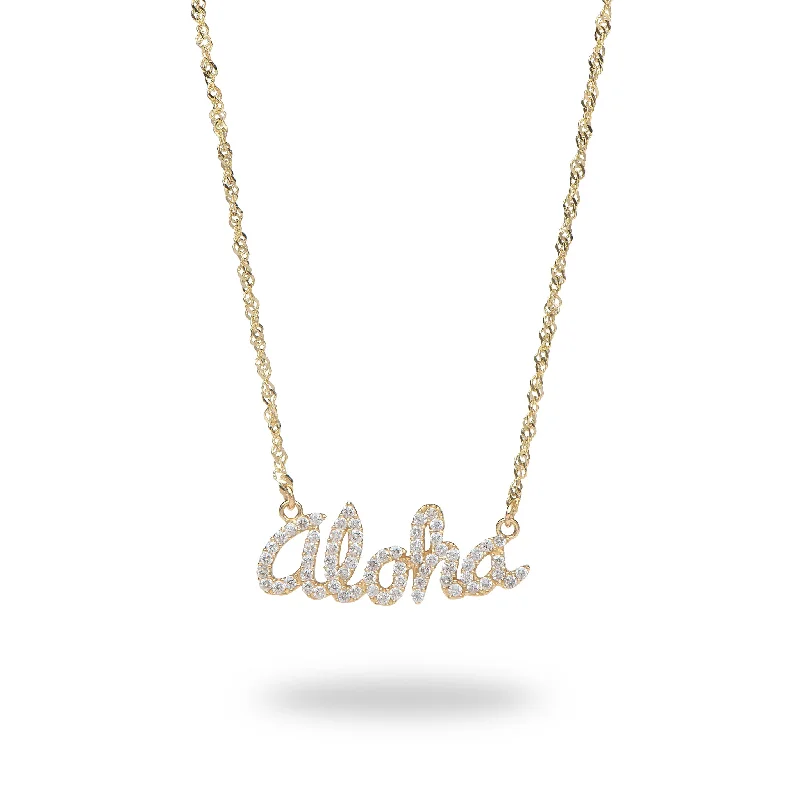 Soft bend necklace-16" Aloha Necklace in Gold with Diamonds