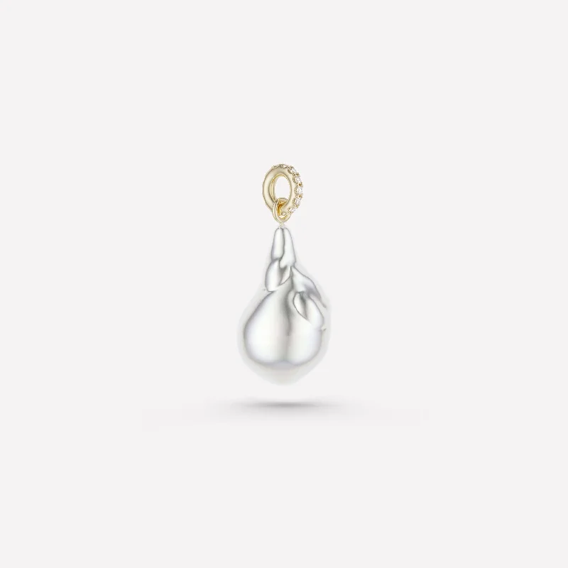 Hovering diamond necklace-Baroque Pearl Pendant