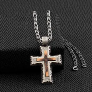 Pointed stone necklace-Twister Men's Distressed Cross Necklace