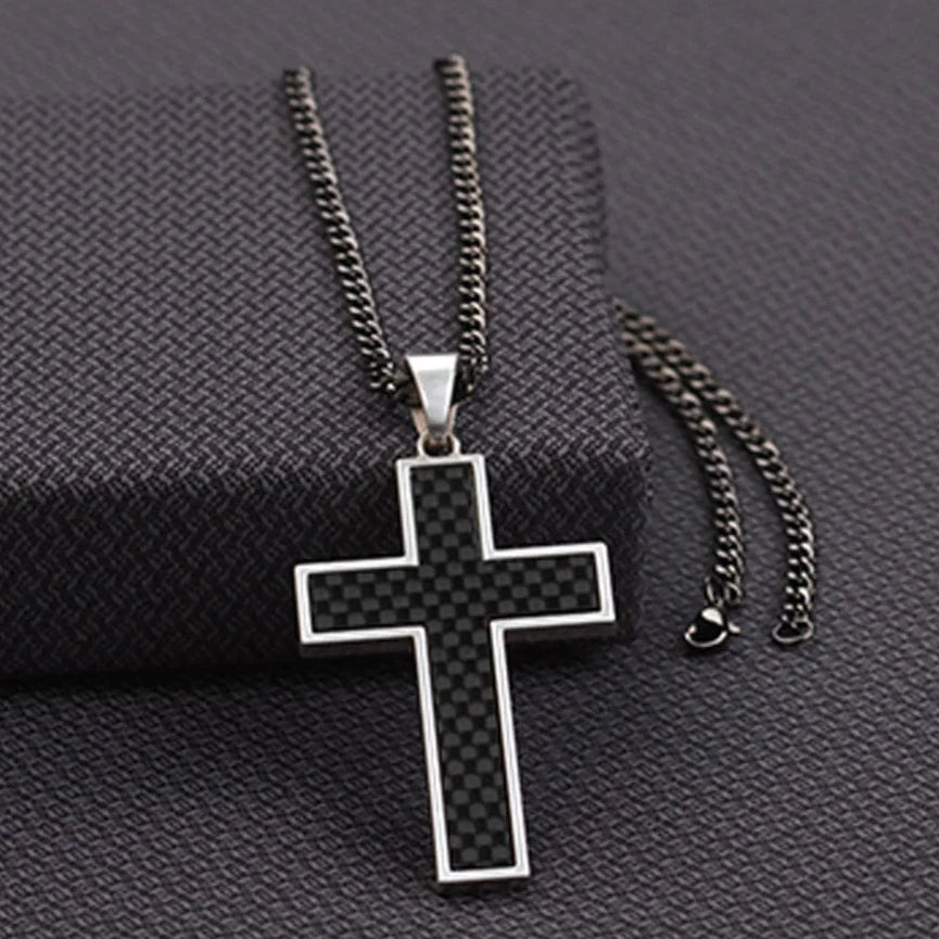 Faded finish necklace-Silver Strike Men's Gunmetal Cross Pendant Necklace