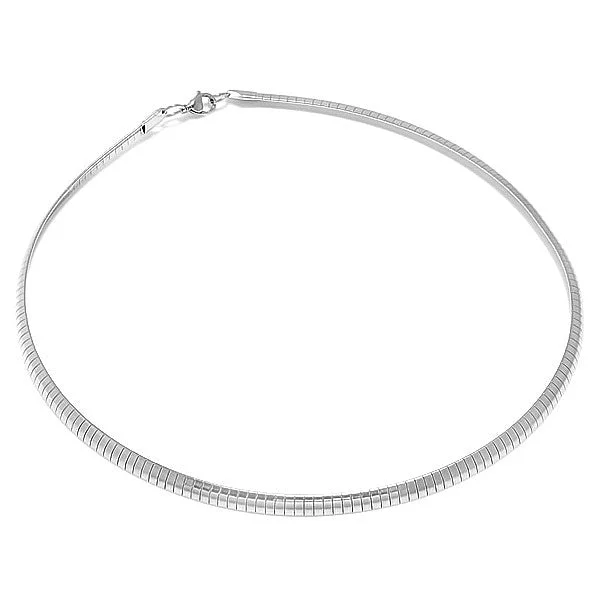 Bold moonstone necklace-Ladies Stainless Steel Omega Necklace 18"