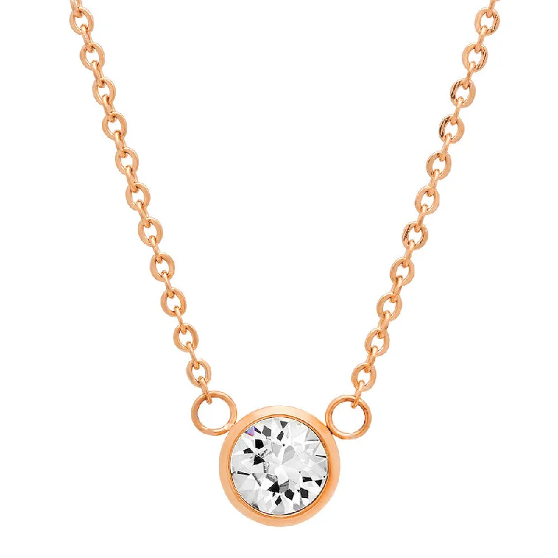 Luminous minimalist necklace-Ladies Swarovski Elements Solitaire Necklace