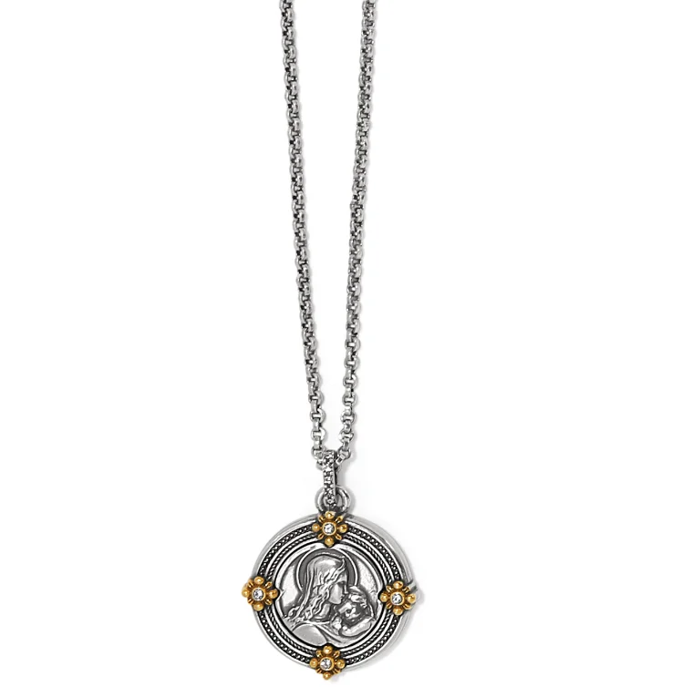 Linked-heart necklace-Madonna And Child Two Tone Necklace