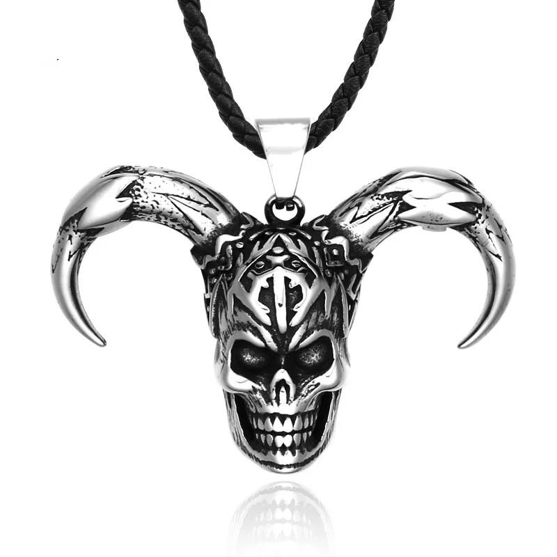 Sun-cut necklace-Men's Punk Antelope Skull Necklace