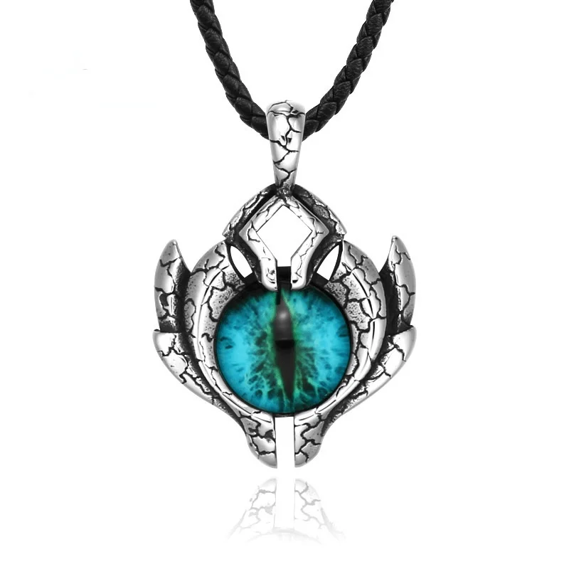 Corded texture necklace-Men's Punk Devil's Eye Necklace