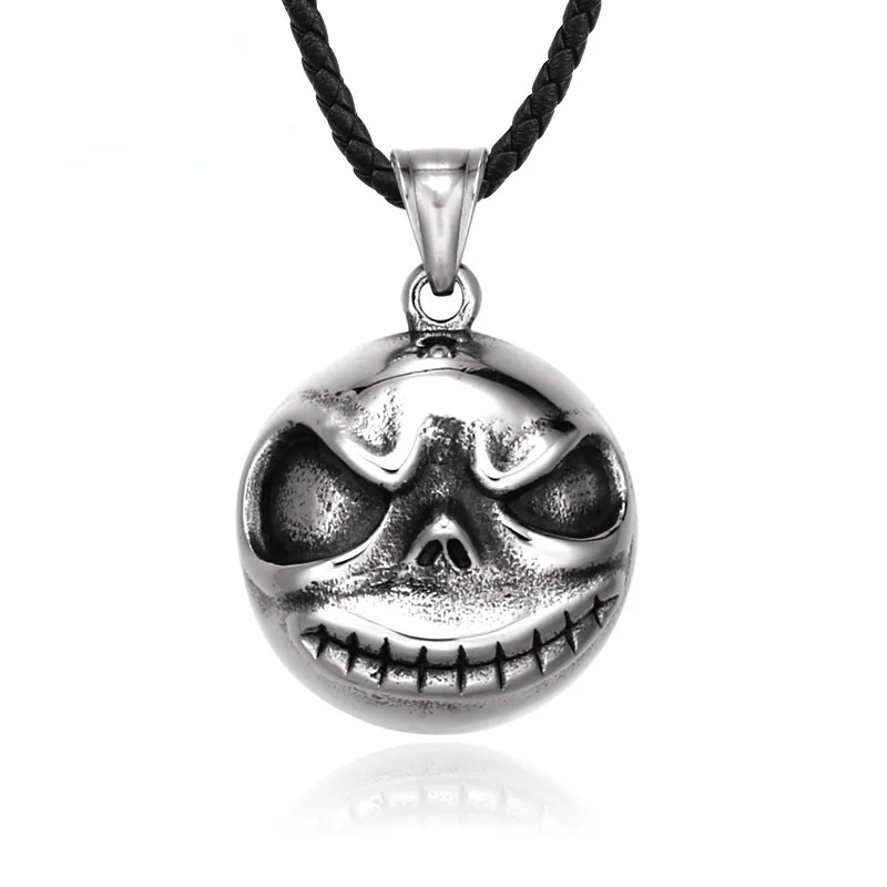 Glazed gem necklace-Men's Punk Skull Necklace