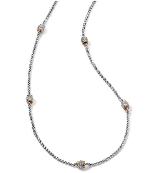 Shiny pewter necklace-Meridian Two Tone Long Necklace